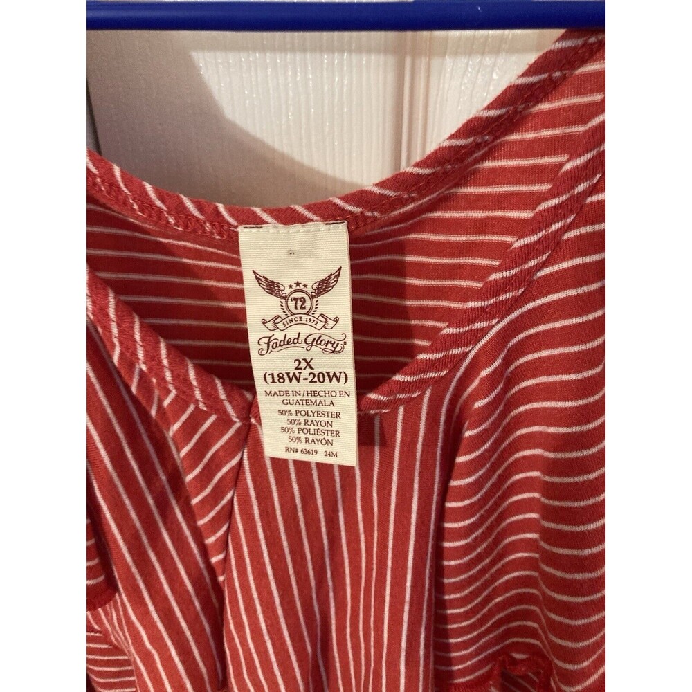 Striped Ruffle Front Sleeveless Top - Red - Unbranded - Picture 3 of 3